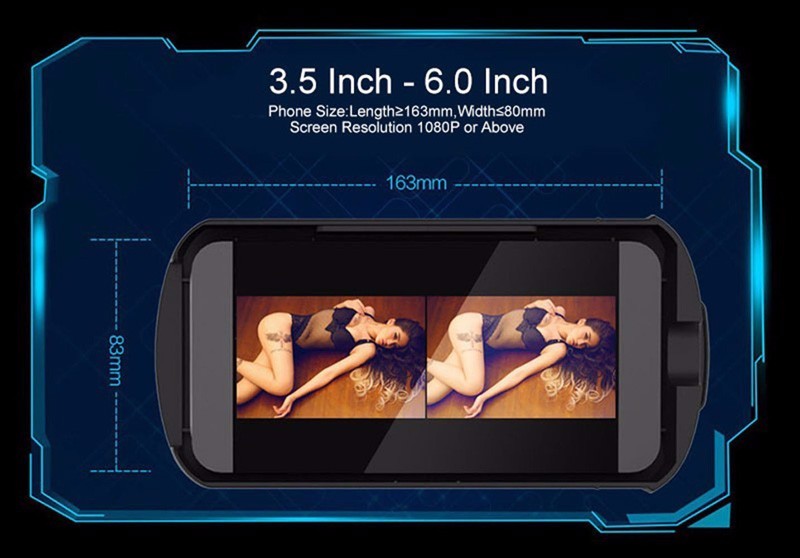 Физические размеры телефона, который можно установить в VR BOX 2